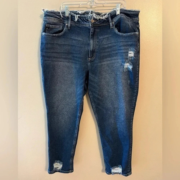 Kancan Womens Distressed Ankle Cropped Raw Jeans Maurices Blue Size 24‎ - Picture 1 of 7